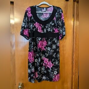 Studio Black and Pink Floral Midi Dress